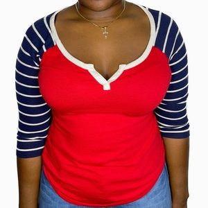 EXPRESS Striped Half Sleeve Tee